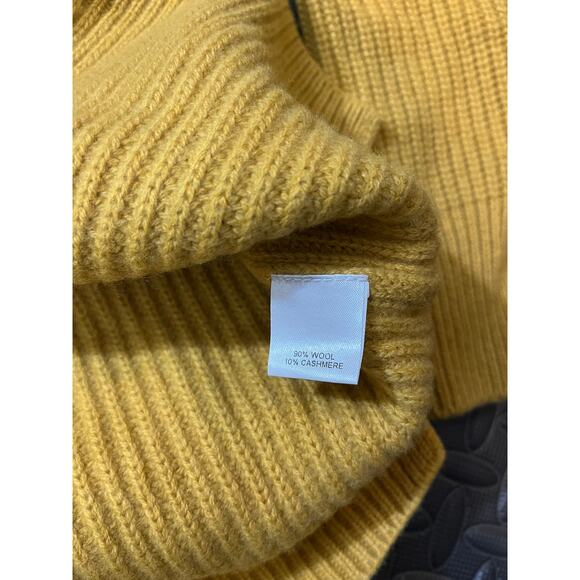Michelle Mason Wool Cashmere Cold Shoulder Sweater Mustard Yellow Womens P XS - Picture 3 of 7